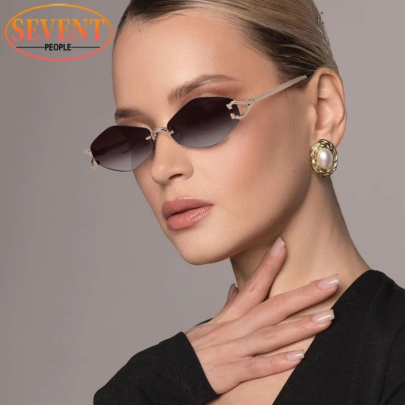 SEVENT Sechseck randlose Sonnenbrille Frauen